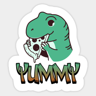 Dinosaur eating Pizza Sticker